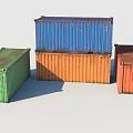Colorful Container Buildings With Green Blue Orange Red Modular Structure Design 3d model