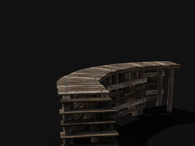 Ancient Architecture Wooden Curved Layered Structure Traditional Design Elements 3d model