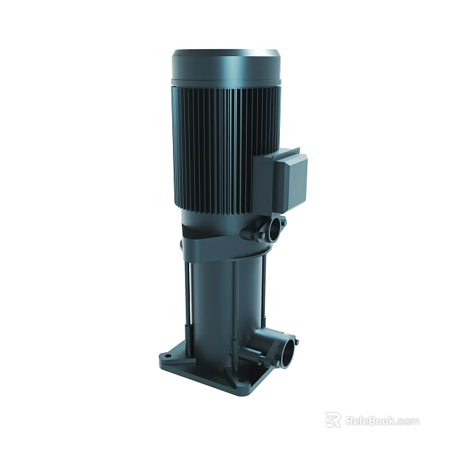 Vertical Industrial Black Electric Motor with Heat Sink Base and Control Unit for Machinery 3d model 
