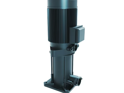 Vertical Industrial Black Electric Motor with Heat Sink Base and Control Unit for Machinery 3d model