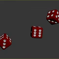 Three Red Dice With White Dots Flying On Black Background For Daily Use