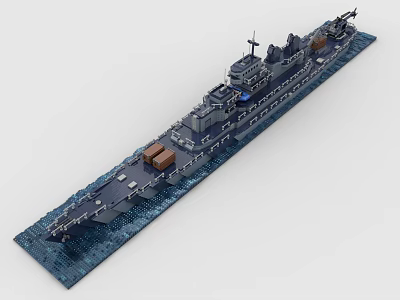 Detailed Warship Model With Deck Equipment And Cargo Boxes On 3d model