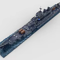 Detailed Warship Model With Deck Equipment And Cargo Boxes On 3d model
