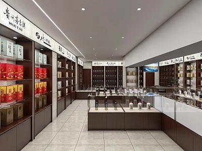 Tobacco and Alcohol Store Interior Design With Shelves Display Counters And Products 3d model