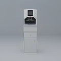 White Self Service Kiosk With Display Screen Control Panel And Cabinet 3d model