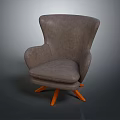 Stylish Modern Gray Single Sofa With Orange Wooden Legs For Living Room