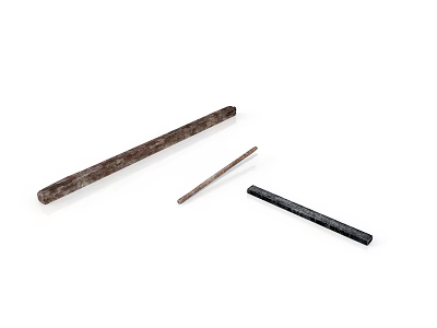 Construction Building Materials Featuring Wooden Metal And Black Coated Long Strips For Construction Use 3d model