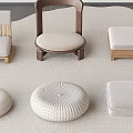Modern Minimalist Stools with Wooden Frames and Fabric Seats in Neutral Tones
