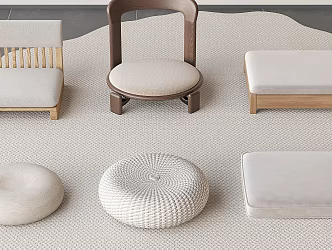 New Chinese Futon Tatami Cushion Stool Chair Stool 3d model