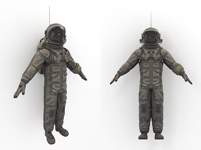 Astronaut Spacesuit Detailed Full Body Design Featuring Protective Gear Front And Side Views 3d model