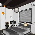Hotel Guest Room Modern Lounge Area With Bar Counter Black Leather Sofas And Starry Ceiling