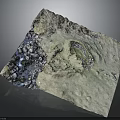 Natural Wooden Stone Slab Sample With Rough Rock Texture And Mossy Surface
