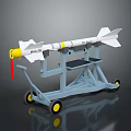 JAGUAR Missile With Yellow Nose White Body And Tail Fins On Blue Wheeled Stand