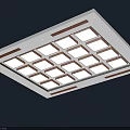 Modern Ceiling With Grid Design Lighting Panels And Decorative Borders 3d model