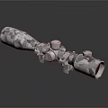 Detailed Low Poly Scope With Geometric Texture Tactical Design And Reflective Surface