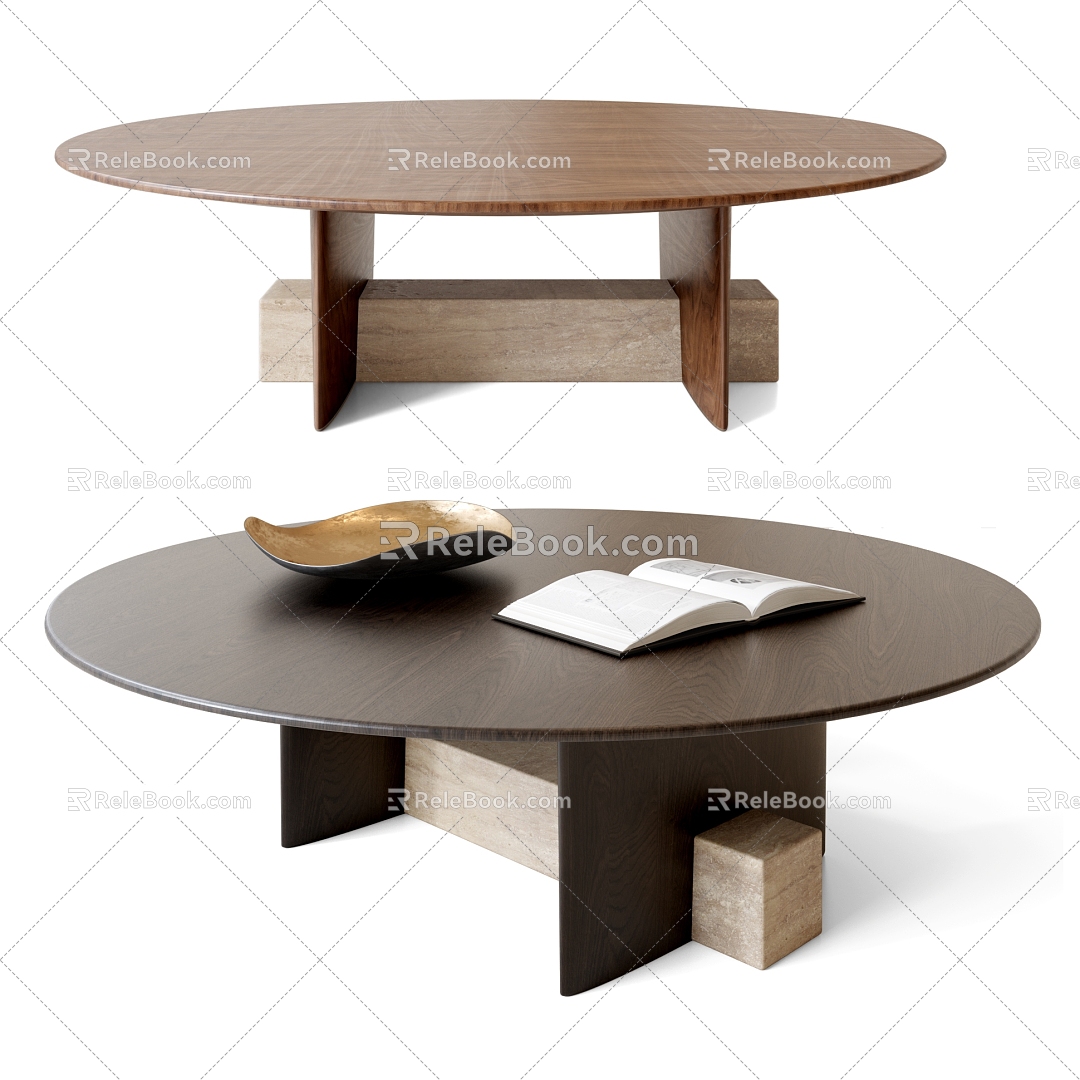 Minotti Modern Coffee Table Round Coffee Table Solid Wood Coffee Table model