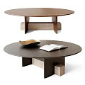 Round Wooden Coffee Table With Gold Bowl Open Book And Stylish Base Design