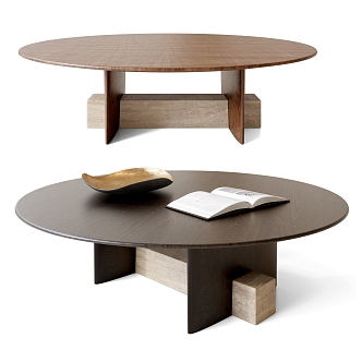 Minotti Modern Coffee Table Round Coffee Table Solid Wood Coffee Table 3d model