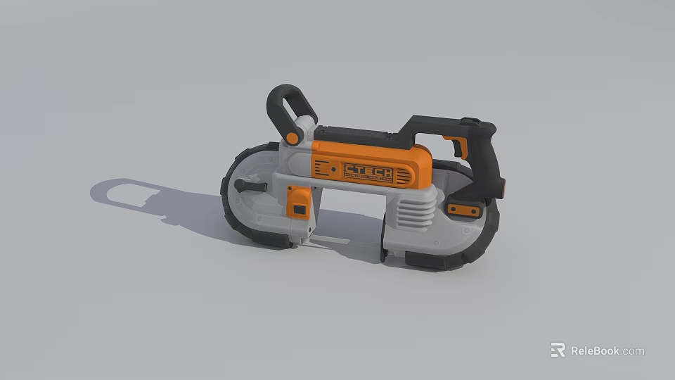 Industrial Equipment Portable Electric Saw With Orange And Gray Design Ergonomic Handle And Durable Wheels 3d model 