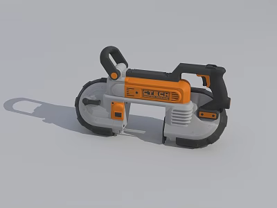 Industrial Equipment Portable Electric Saw With Orange And Gray Design Ergonomic Handle And Durable Wheels 3d model
