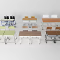 Different Style Home Office Desks With Colorful Chairs And Wooden Metal Frames