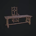 Vintage Wooden Dining Set With Table And Carved Chair Design Details