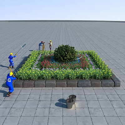 Modern flower bed Iris 3d model Modern flower bed Iris 3d model