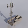 Industrial Telecommunication Tower With Multiple Antennas Base Building And Walls