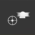 White Industrial Valve With Blue Inner Ring And Control Mechanism Component
