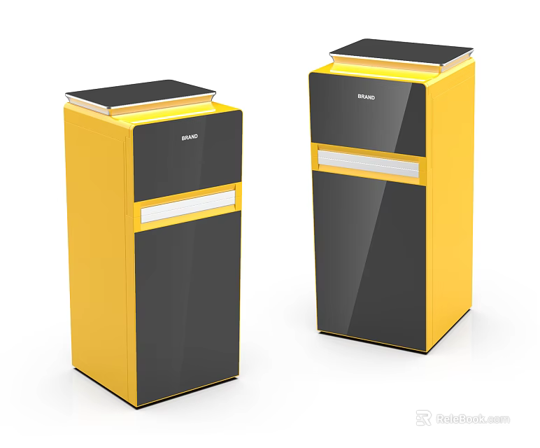 Haier Upright Refrigerator Freezers In Yellow And Black Modern Design With Sleek Panels 3d model 