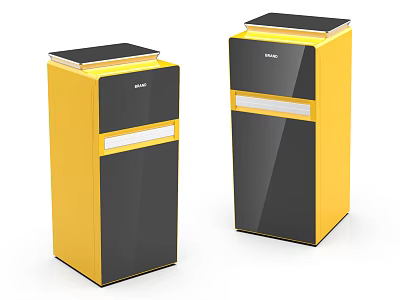 Haier Upright Refrigerator Freezers In Yellow And Black Modern Design With Sleek Panels 3d model