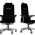 Modern Black Office Chair With High Back Armrests And Swivel Wheel Base
