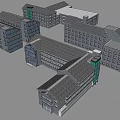 Modern Residential Buildings Complex with Multiple Structures and Contemporary Architectural Design 3d model