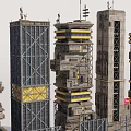 Futuristic Architecture Urban Scene With Tall Modern Buildings And Structures
