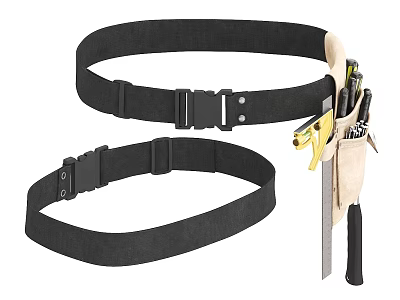 Black Adjustable Tool Belt with Multiple Hardware Tools for Work Professionals 3d model