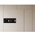 Modern Sleek Sideboard Cabinet With Light Color Doors And Black Accent Panels In Living Space