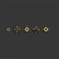 Mechanical Weapon Devices With Metallic Finish Circular Components And Bolts Arranged On Black Reflective Surface
