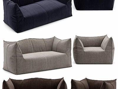 Modern Sofa Set with Dark Blue Gray Brown Colors Comfortable Modular Design 3d model