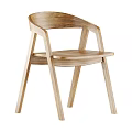 Wooden Leisure Chair with Modern Simple Design Armrests Curved Backrest and Natural Wood Texture