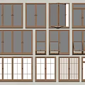Various Wooden Window And Door Designs With Different Styles And Frames 3d model