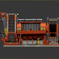 Industrial Crushing Machine Red Gray Structure With Conveyor Belt Roller And Yellow Components