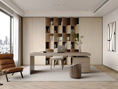 Modern Study Bookcase Casual Study 3d model