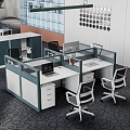 Modern Office Open Office Area Company Staff Office Area Office Desk and Chair Combination Station Card Holds Screen Staff Desk Office Chair Office Accessories Ornaments 3d model