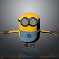 Minion Animated Character 3D Model With Yellow Body Goggles Blue Overalls And Outstretched Arms