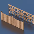 Wooden Garden Fences With Arched Slat And Cross Patterned Frame Designs For Outdoor Decoration