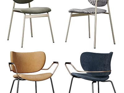 Modern Dining Chairs With Metal Legs Upholstered Seats And Ergonomic Design Styles 3d model