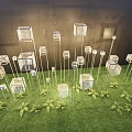 Modern Decorative Outdoor Lights With Transparent Cube Design In Grassland Setting