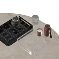 Modern Tea Set with Black and Transparent Trays Geometric Design on Marble Table