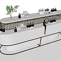 Modern Display Shelf With Gold Metal Frame White Countertop Cosmetic Products And Green Plant