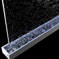 Modern Glass Water Wall Scenery With Flowing Blue Ripples And Black Background